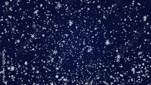 Snow Falling. Large and Small Snowflake in the Winter. Christmas Background. New Year Animation with Alpha Channel.
