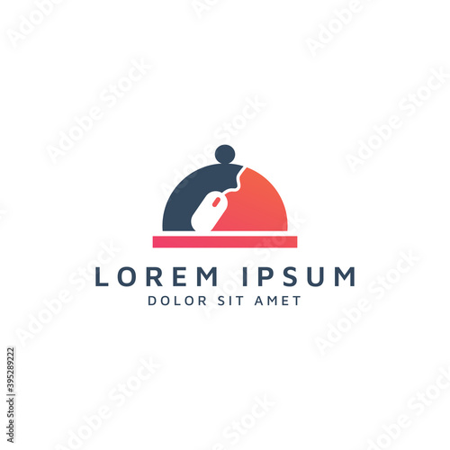 kitchen and mouse negative space logo design