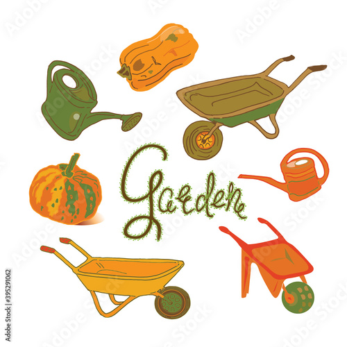 autumn set of wheelbarrows for harvesting