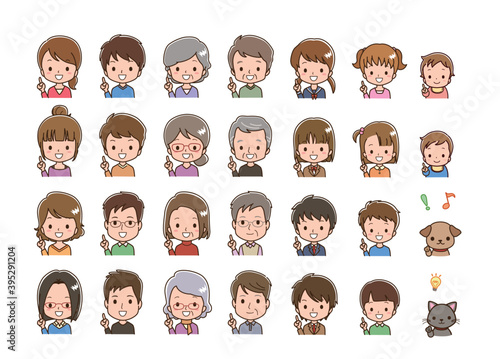 Illustration icons for various families
