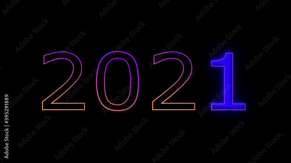 Abstract neon animation of number 2021 Abstract neon animation of number 2021