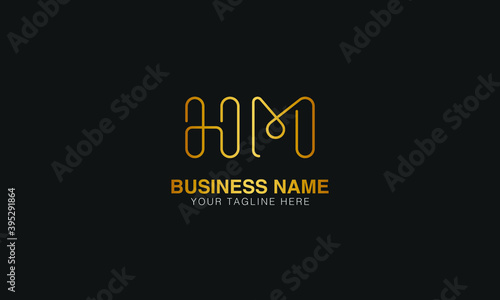 HM H M initial based letter typography logo design vector	