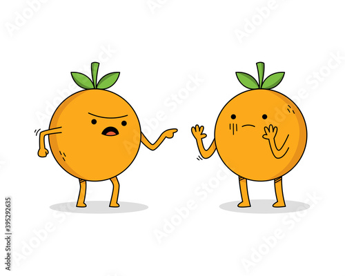Cute Orange Cartoon Character Arguing