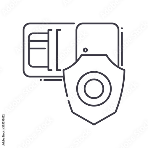 Finacial security icon, linear isolated illustration, thin line vector, web design sign, outline concept symbol with editable stroke on white background.
