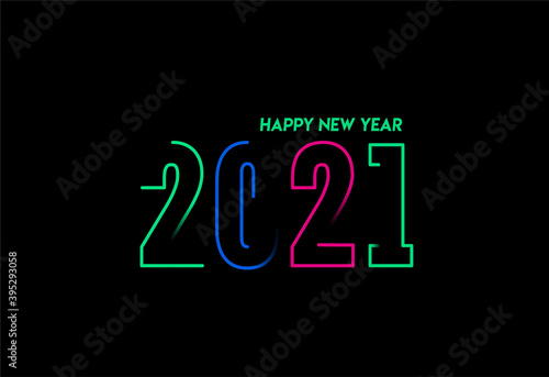 Happy New Year 2021 Text Typography Design poster, Vector illustration.