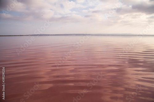 Pink salt lake in Spain