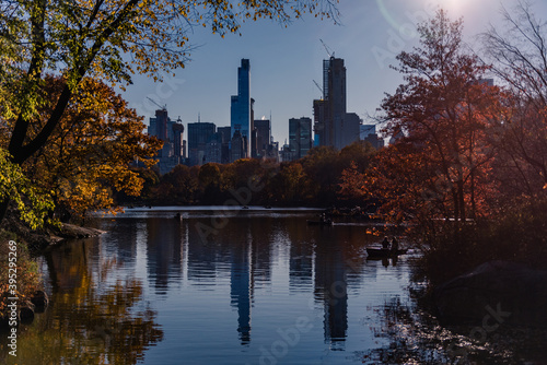 People are seen boating in the Central Park