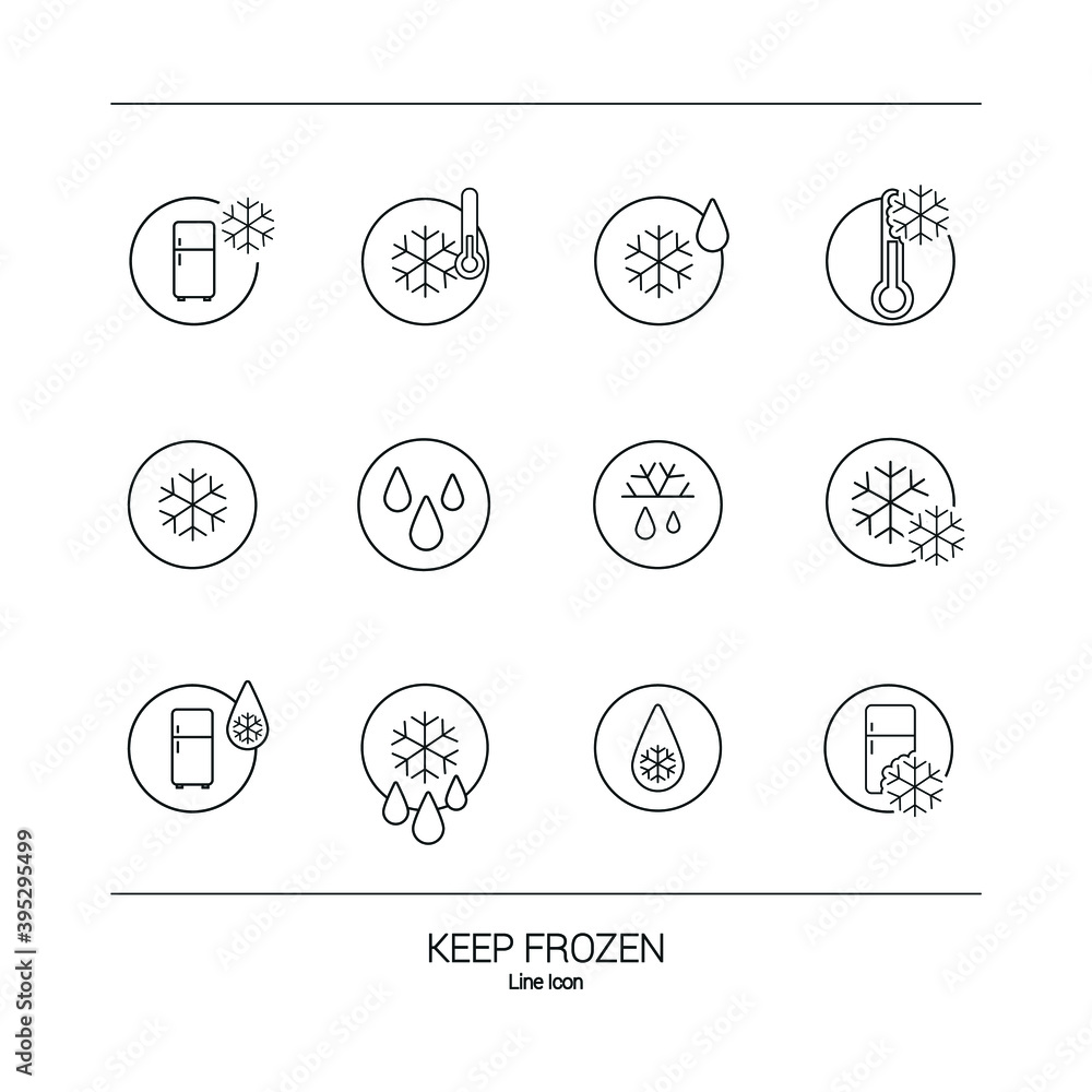 Vector image. Collection of different frozen icons.