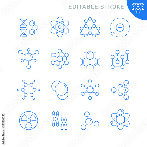 Molecules related icons. Editable stroke. Thin vector icon set