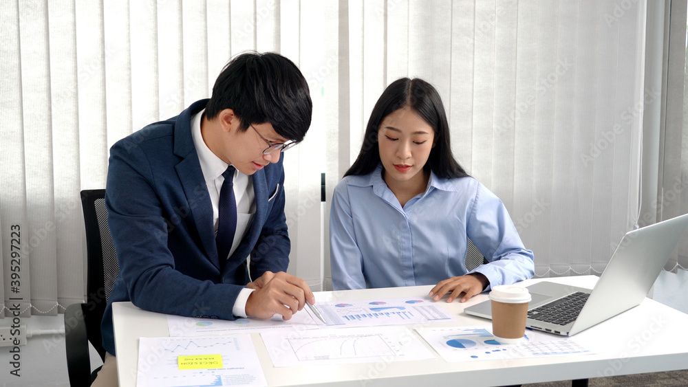 Business People Meeting discussion Analysis with professional investor working new start up project at office, Corporate team brainstorming concept. Business People Meeting discussion Analysis with professional investor working new start up project at office, Corporate team brainstorming concept.
