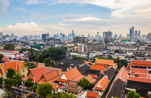 view to the cityscape of Bangkok Thailand Asia from Wat Saket