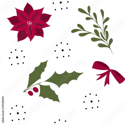 seamless pattern with seasonal elements, endless texture on a Christmas theme