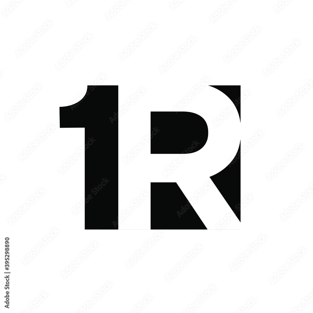 Fototapeta premium 1r 1 r initial letter and number with negative space logo vector icon design isolated background