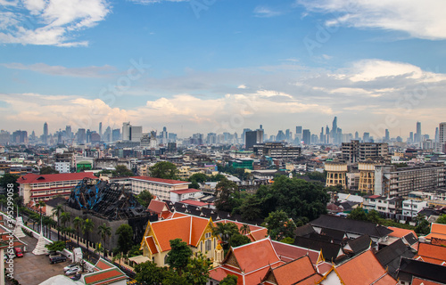 view to the cityscape of Bangkok Thailand Asia from Wat Saket