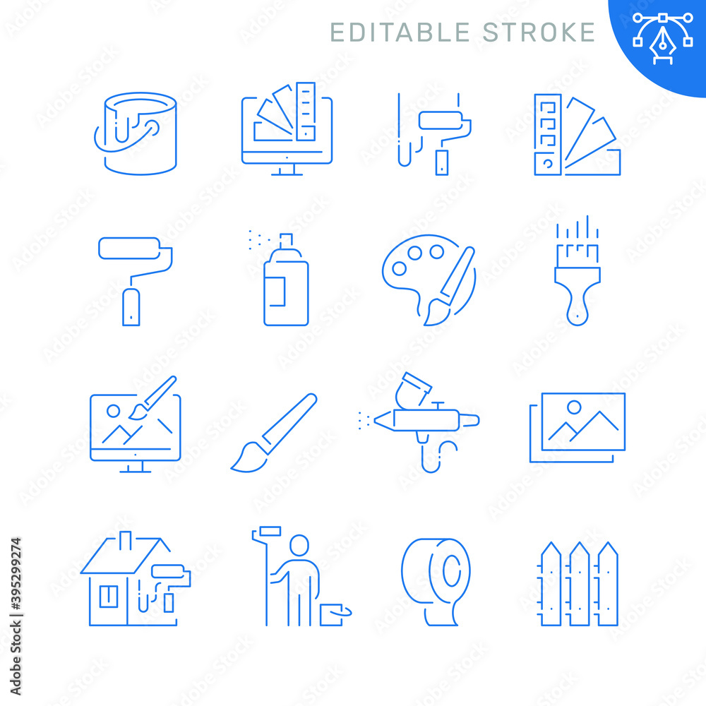 Painting related icons. Editable stroke. Thin vector icon set Painting related icons. Editable stroke. Thin vector icon set