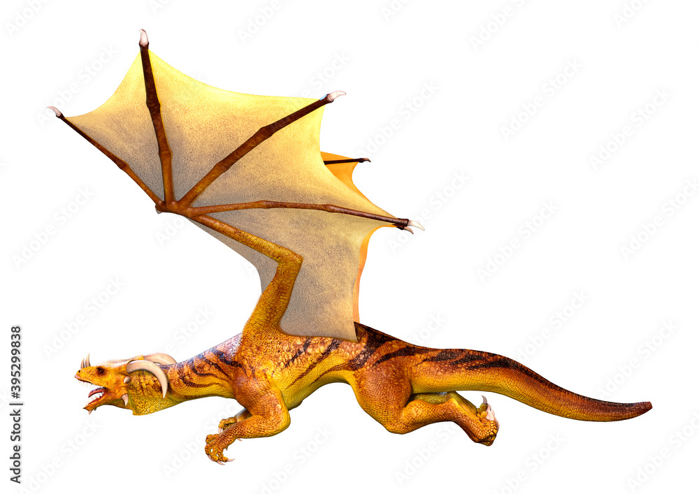 3D Rendering Fairy Tale Dragon on White 3D Rendering Fairy Tale Dragon on White