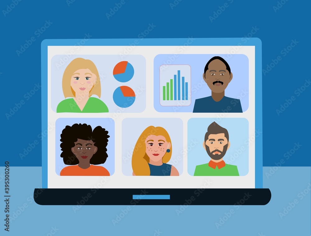 Online conference E-education Flat illustration Online conference E-education Flat illustration