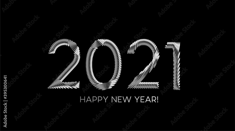Happy New Year 2021 Silver Text Typography Design poster, Vector illustration. Happy New Year 2021 Silver Text Typography Design poster, Vector illustration.