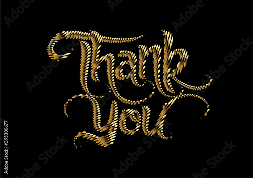 Thank You Gold lettering typographical vector background.