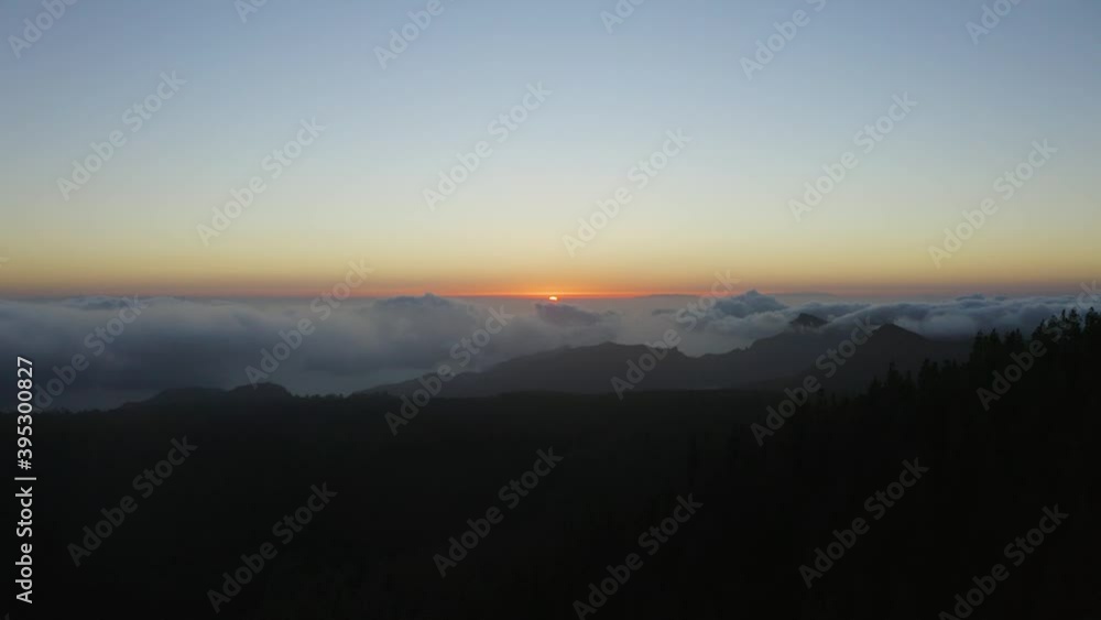 Aerial view of a sunset above the clouds at Tenerife Aerial view of a sunset above the clouds at Tenerife