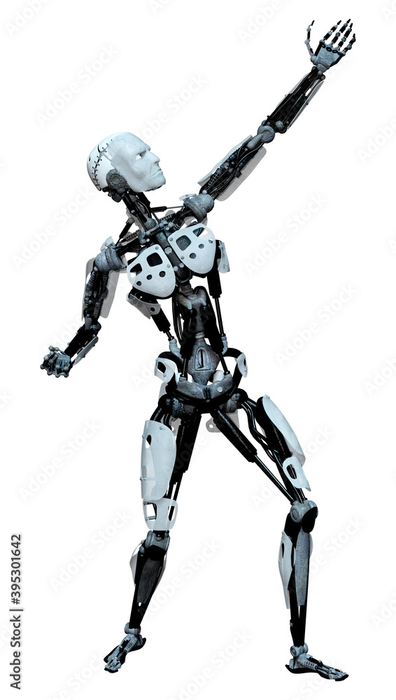 3D Rendering Male Robot on White 3D Rendering Male Robot on White