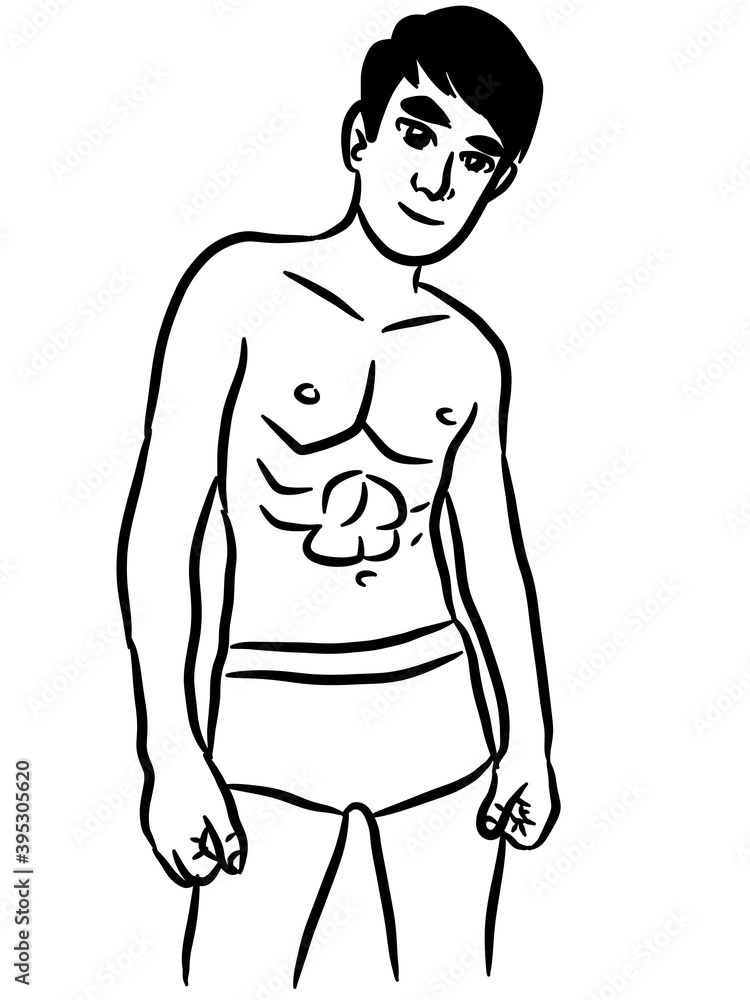cartoon cute man on white background for painting cartoon cute man on white background for painting