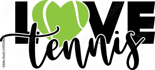 I Love tennis isolated on the white background. Vector illustration