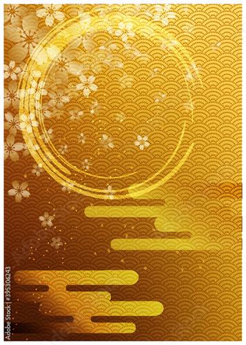 桜の輪_和柄_金箔背景