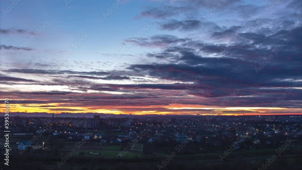 Sunset in the Ukrainian city, time lapse. High quality 4k footage Sunset in the Ukrainian city, time lapse. High quality 4k footage