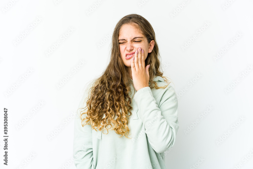 Young caucasian woman having a strong teeth pain, molar ache. Young caucasian woman having a strong teeth pain, molar ache.