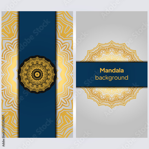 Ornamental floral business cards or invitation with mandala. Vector illustraiton