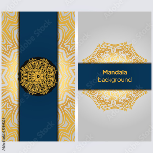 Ornamental floral business cards or invitation with mandala. Vector illustraiton