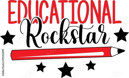 Educational rockstar isolated on the white background. Vector illustration