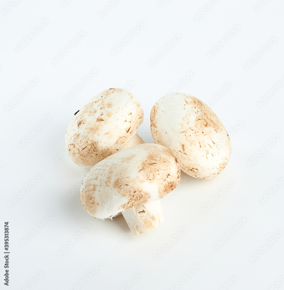 resh cut mushrooms champignons on white background resh cut mushrooms champignons on white background