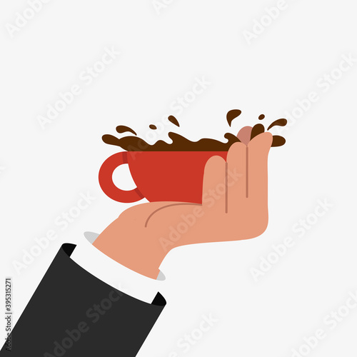 Hand Holding a red cup of tea or coffee