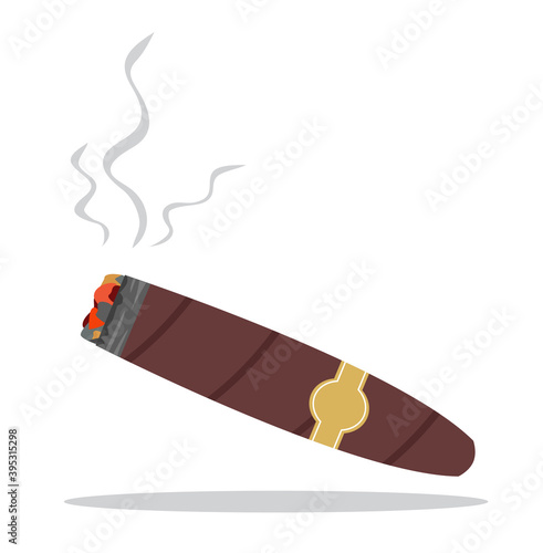  Smoking cigar flat icon concept