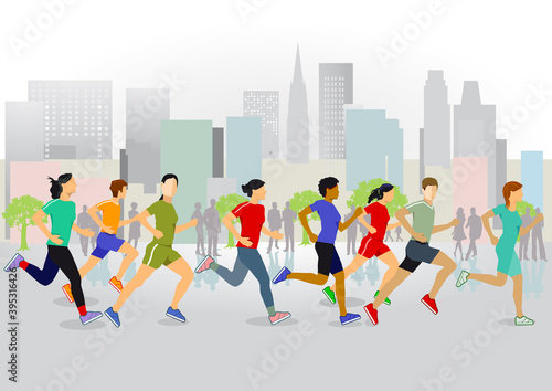 Laufen in der City illustration