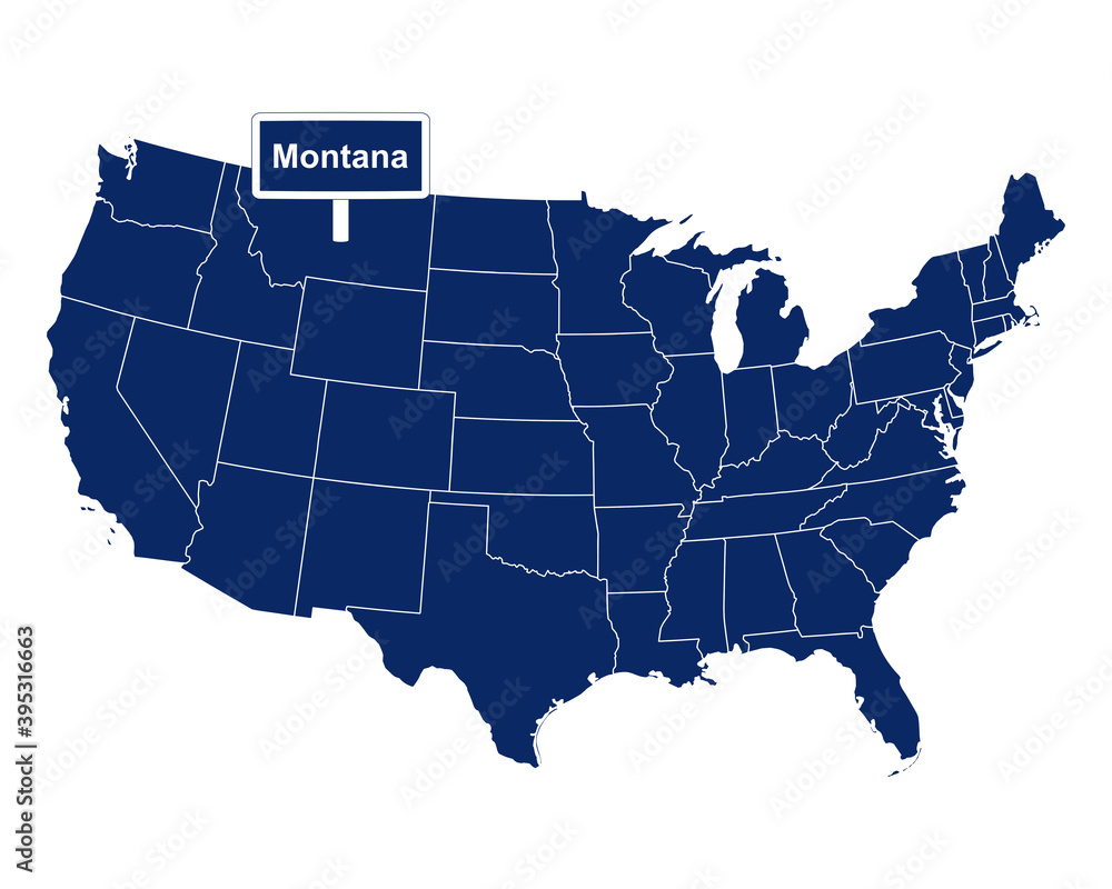 Der Bundesstaat Montana mit Straßenschild