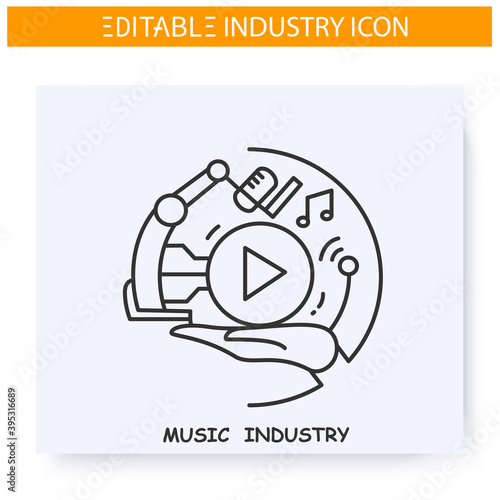 Music industry line icon. Music and song creation. Entertainment industry. Creative process. Contemporary production branches concept. Isolated vector illustration. Editable stroke 