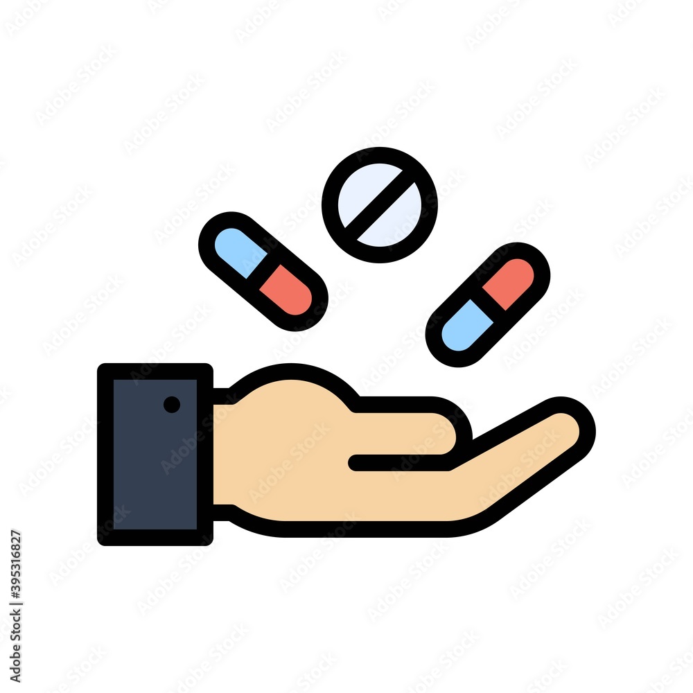 sickness and disease related medicine or pills on had vectors with editable stroke,