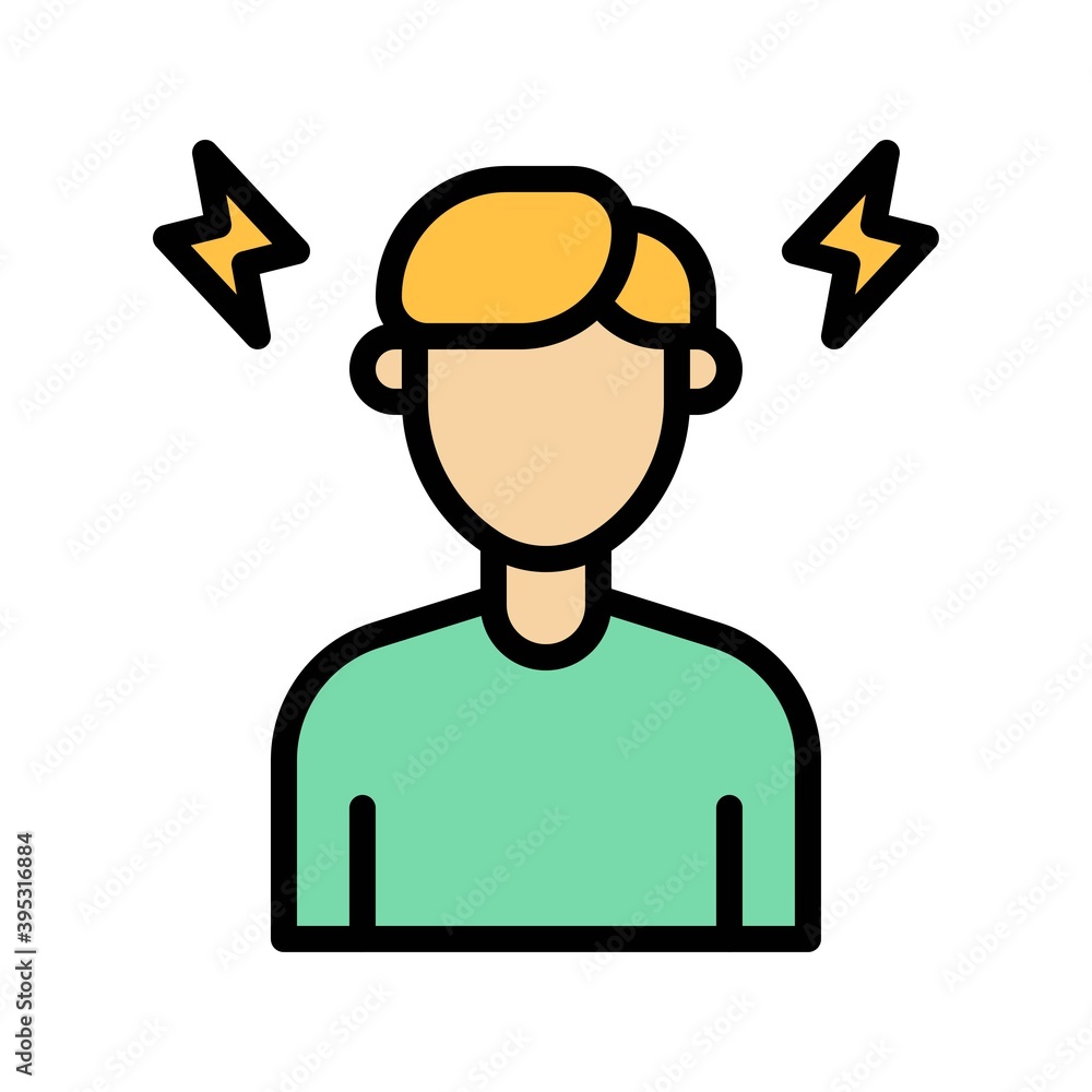sickness and disease related boy or patient with headache pain vectors with editable stroke,