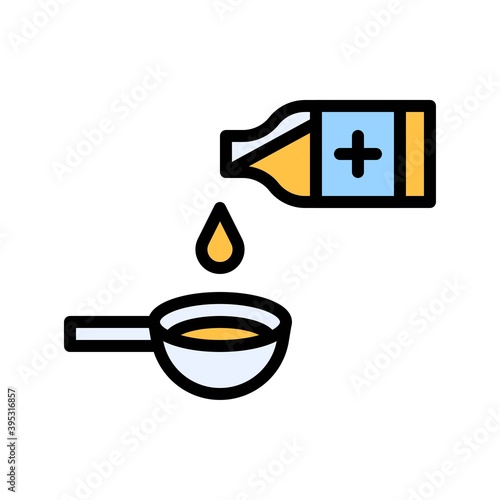 Obraz na płótnie sickness and disease related medicine bottle with spoon vectors with editable stroke, w salonie