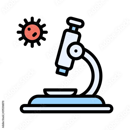 Obraz na płótnie sickness and disease related microscope with virus vectors with editable stroke, w salonie