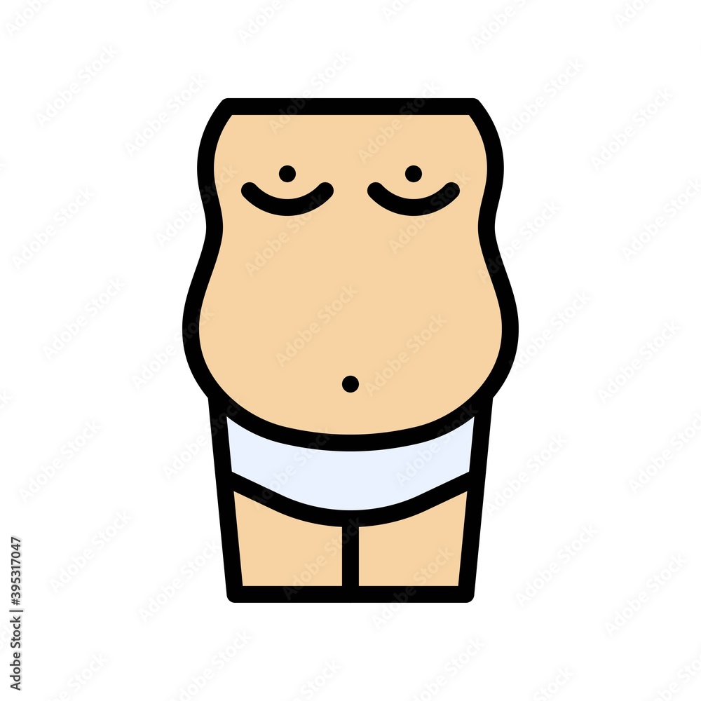 sickness and disease related patient with fat and gas problem vectors with editable stroke,