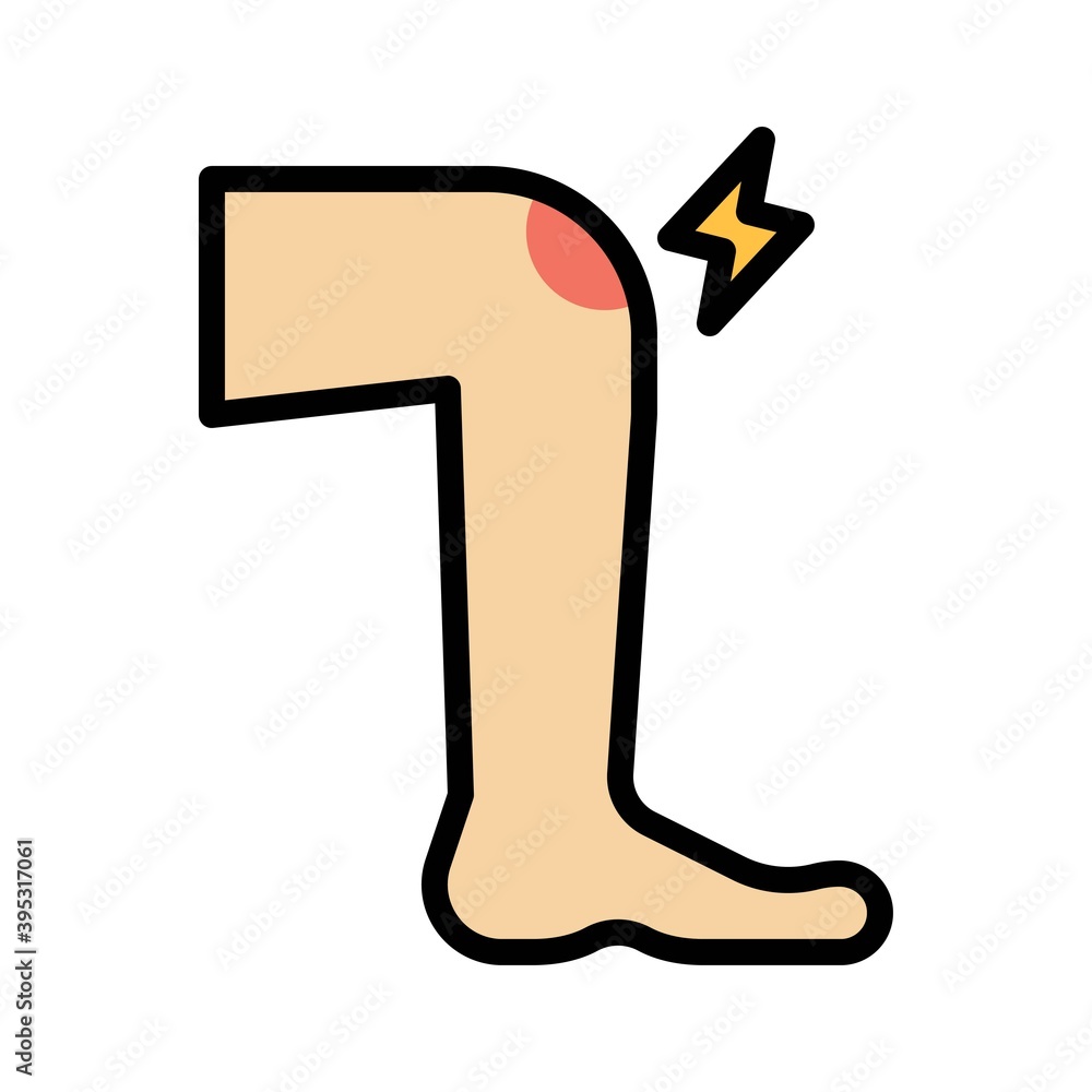sickness and disease related patient with knee pain problem vectors with editable stroke,