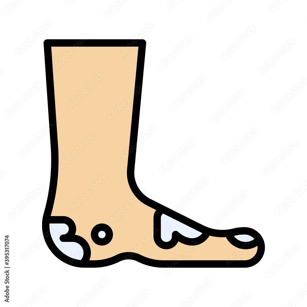 sickness and disease related patient with feet pain problem vectors with editable stroke,