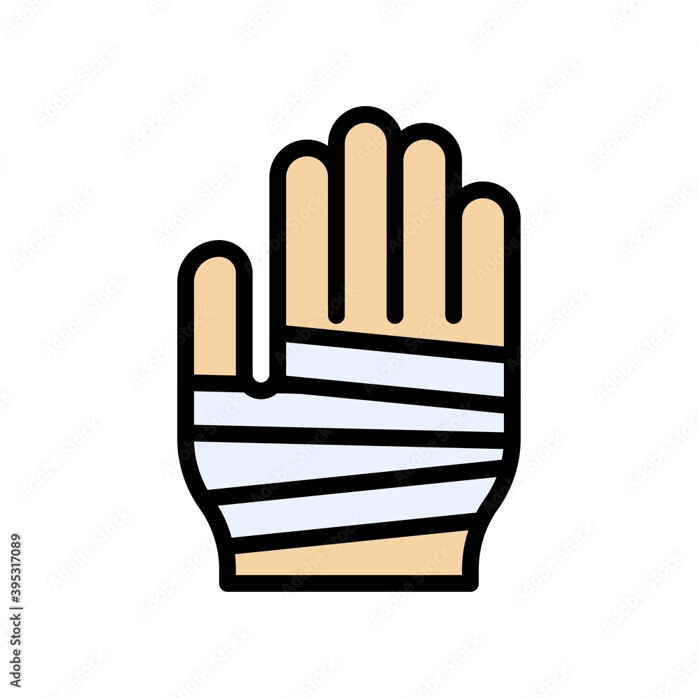 sickness and disease related patient strips on hand injury vectors with editable stroke,