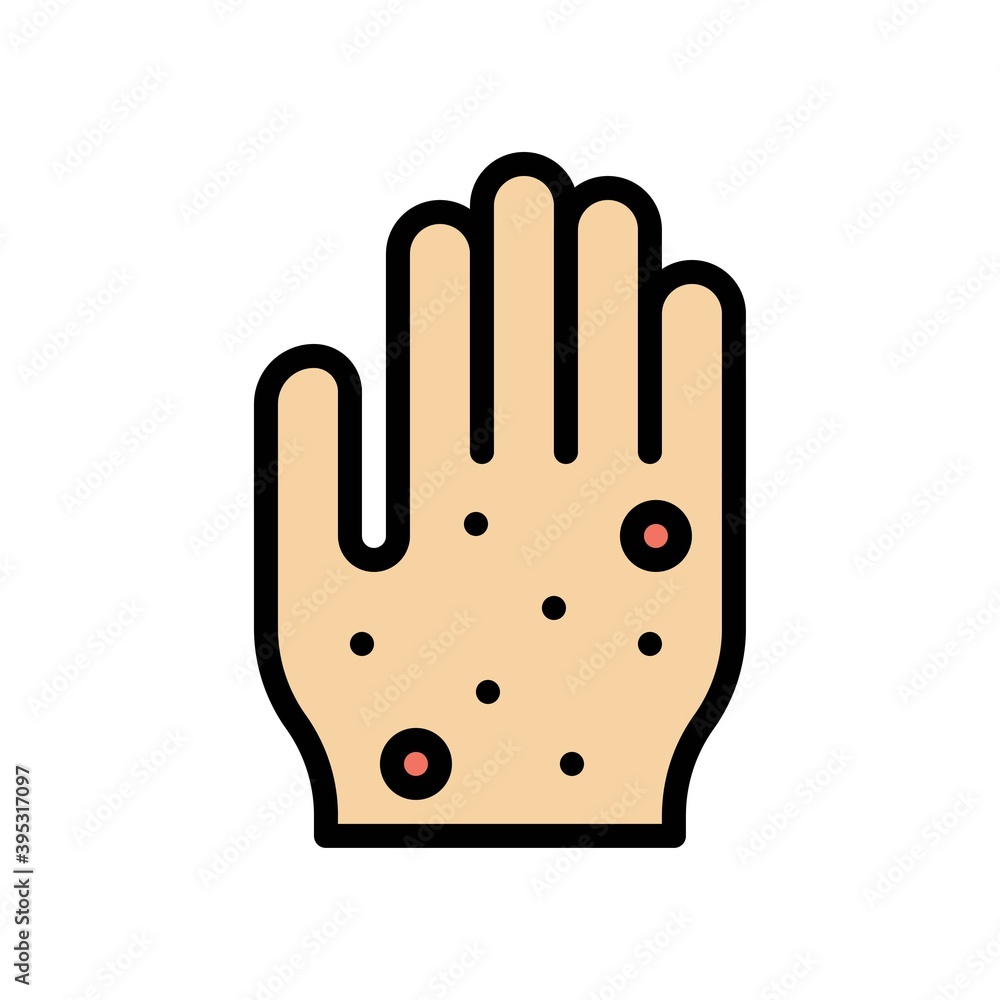sickness and disease related bacteria on patient hand vectors with editable stroke,