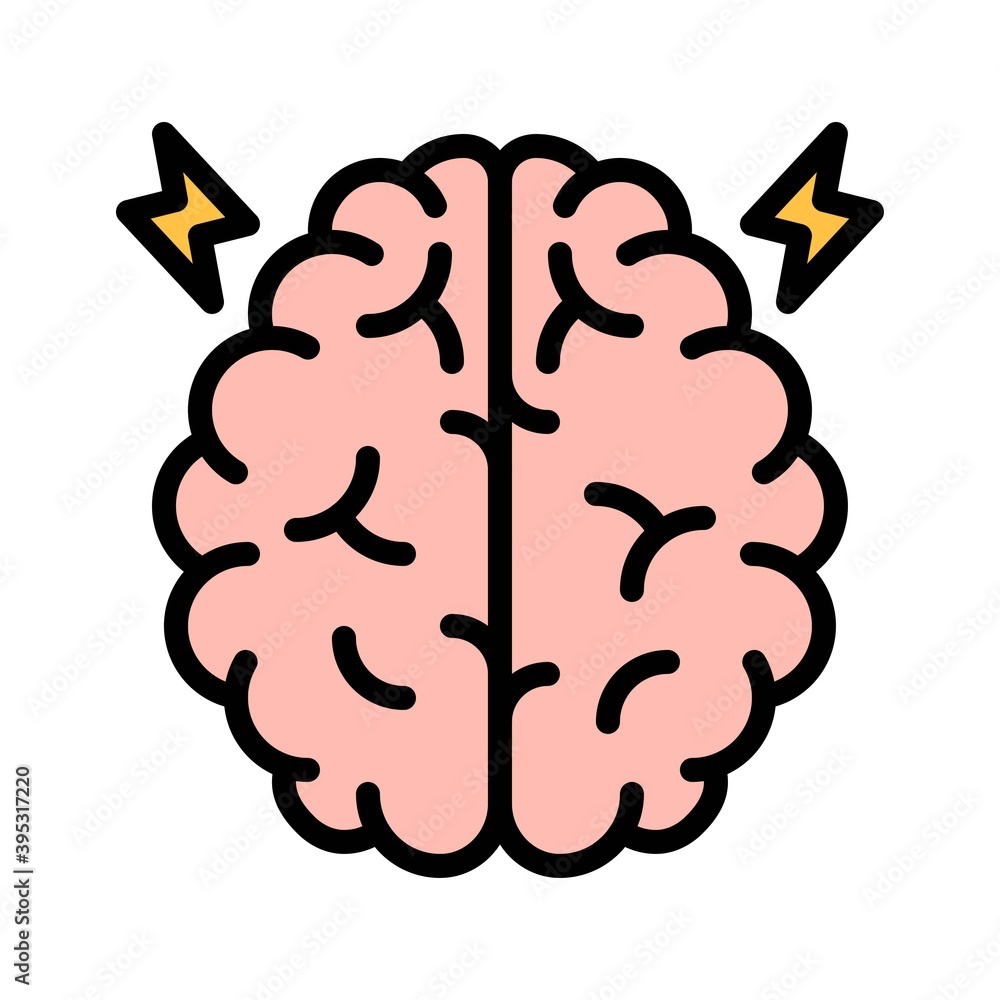 sickness and disease related humen brain pain or disease vectors with editable stroke,