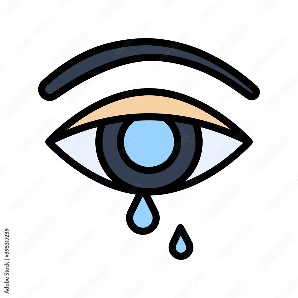 sickness and disease related humen eye water droping disease vectors with editable stroke,